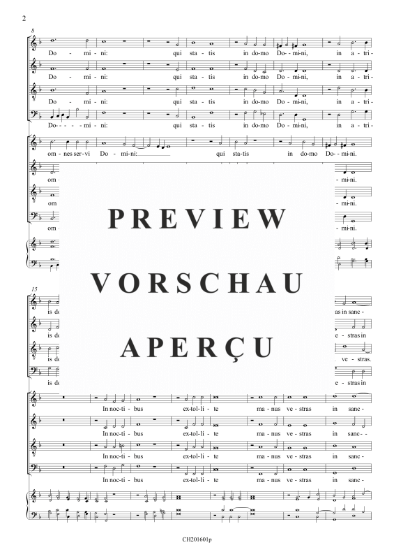 gallery: Ecce nunc benedicite Dominum (Psalm 133), , Gemischter Chor 8-stimmig und BC