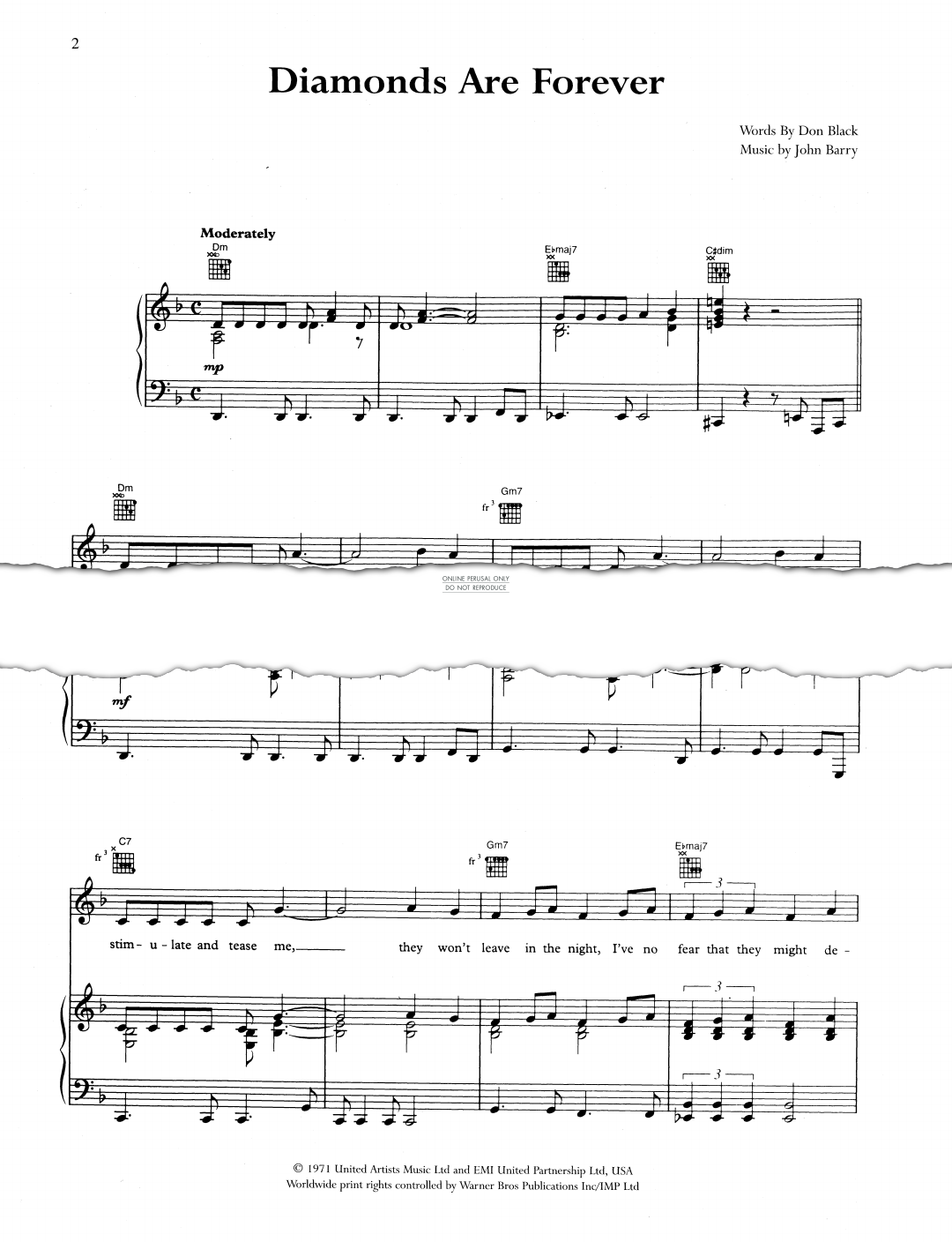 Produktgalerie: Seite 1 von 1 Diamonds Are Forever, Shirley Bassey, Gesang, Gitarre, Klavier