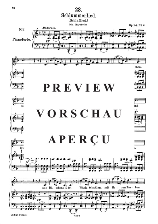Product gallery: Page 2 of 3 Schlaflied (Schlummerlied) Es mahnt der Wald, D.527, , High Voice and Piano