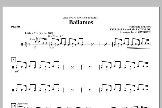Product gallery: Page 1 of 1 Bailamos - Drums, Kirby Shaw