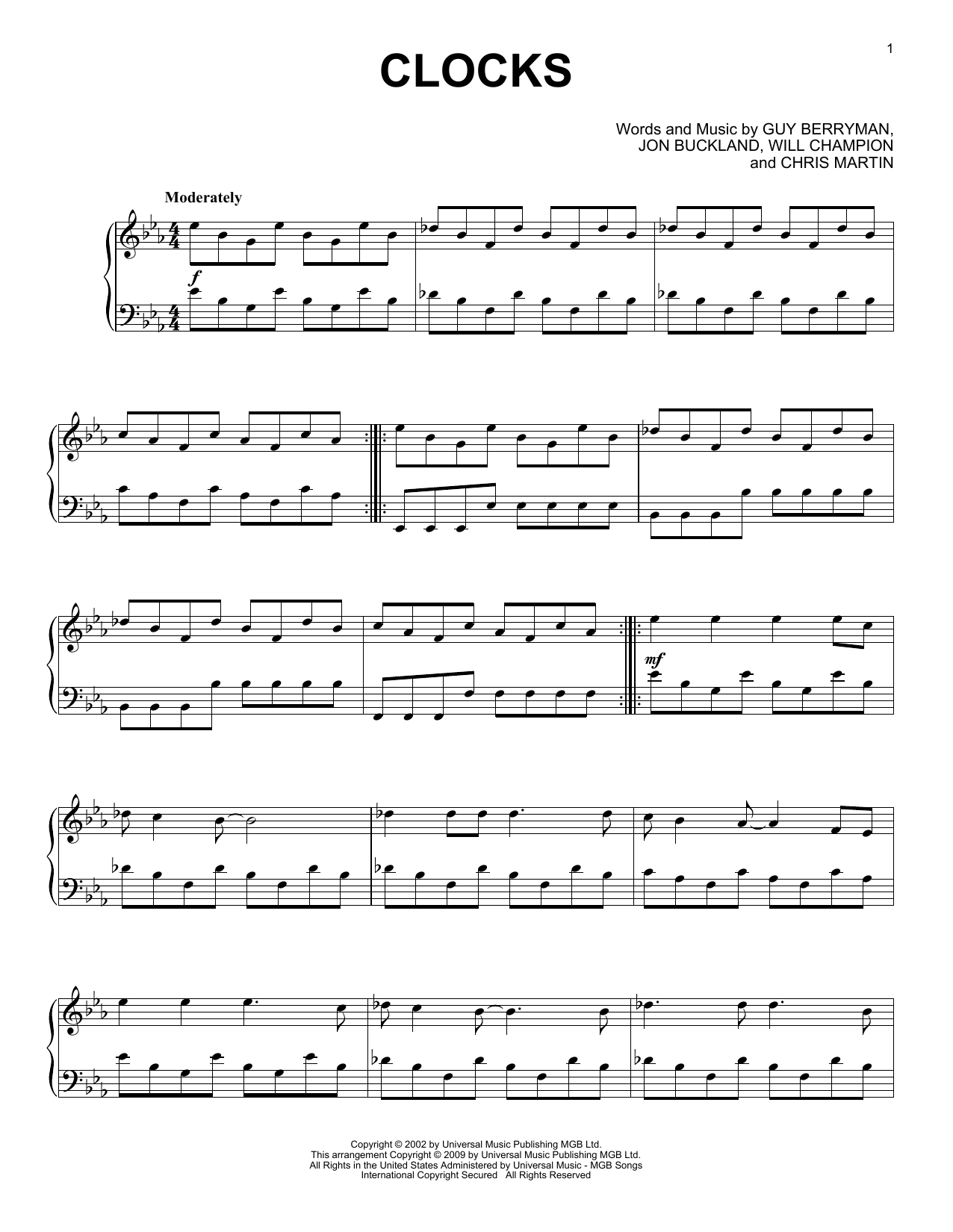 Product gallery: Page 1 of 1 Clocks, Coldplay