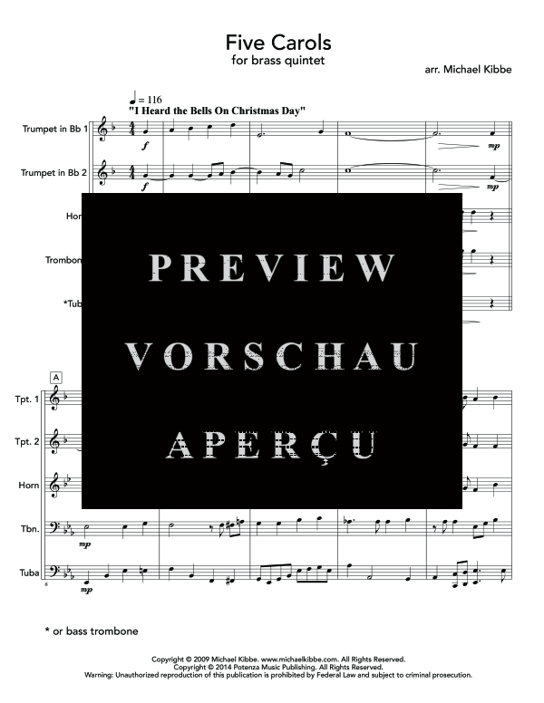 Produktgalerie: Seite 5 von 11 Five Carols, , (Blechbläser Quintett)