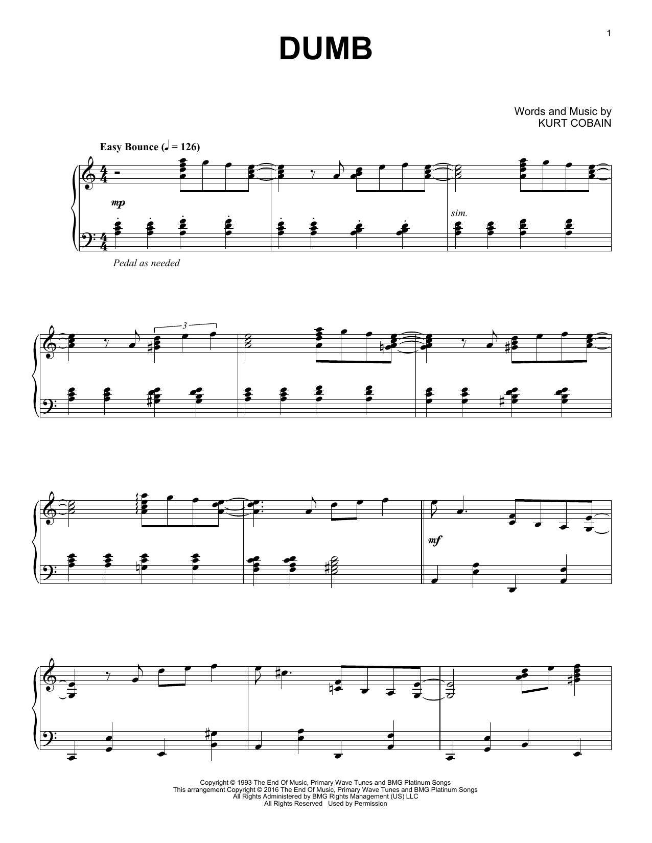 Produktgalerie: Seite 1 von 1 Dumb [Jazz version], Nirvana, Klavier