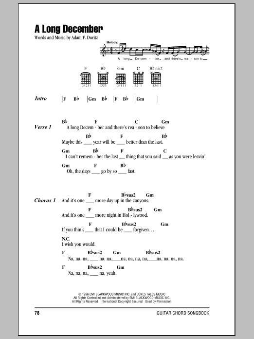 Produktgalerie: Seite 1 von 1 A Long December, Counting Crows, Gitarre