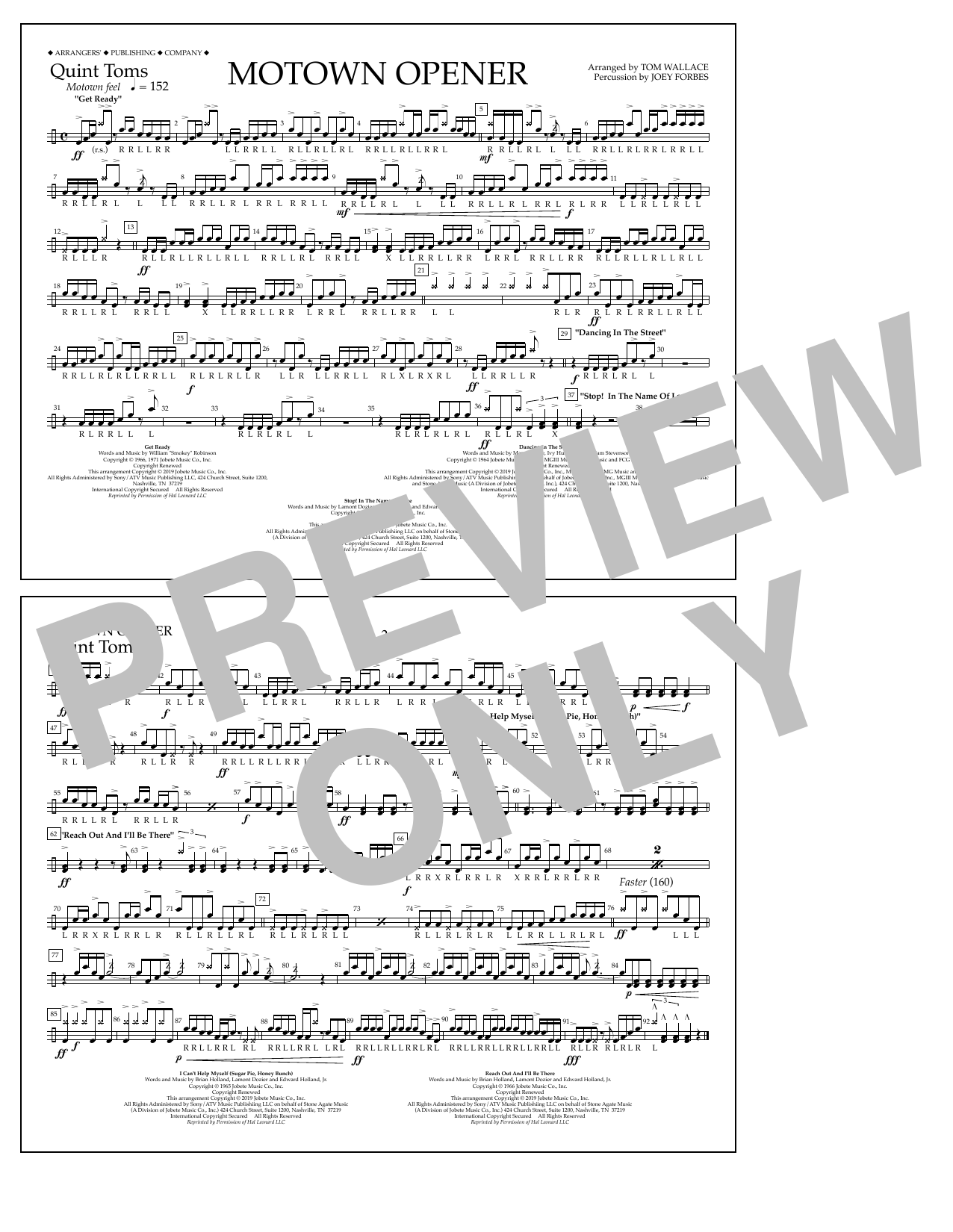 Product picture to: Motown Theme Show Opener (arr. Tom Wallace) - Quint-Toms