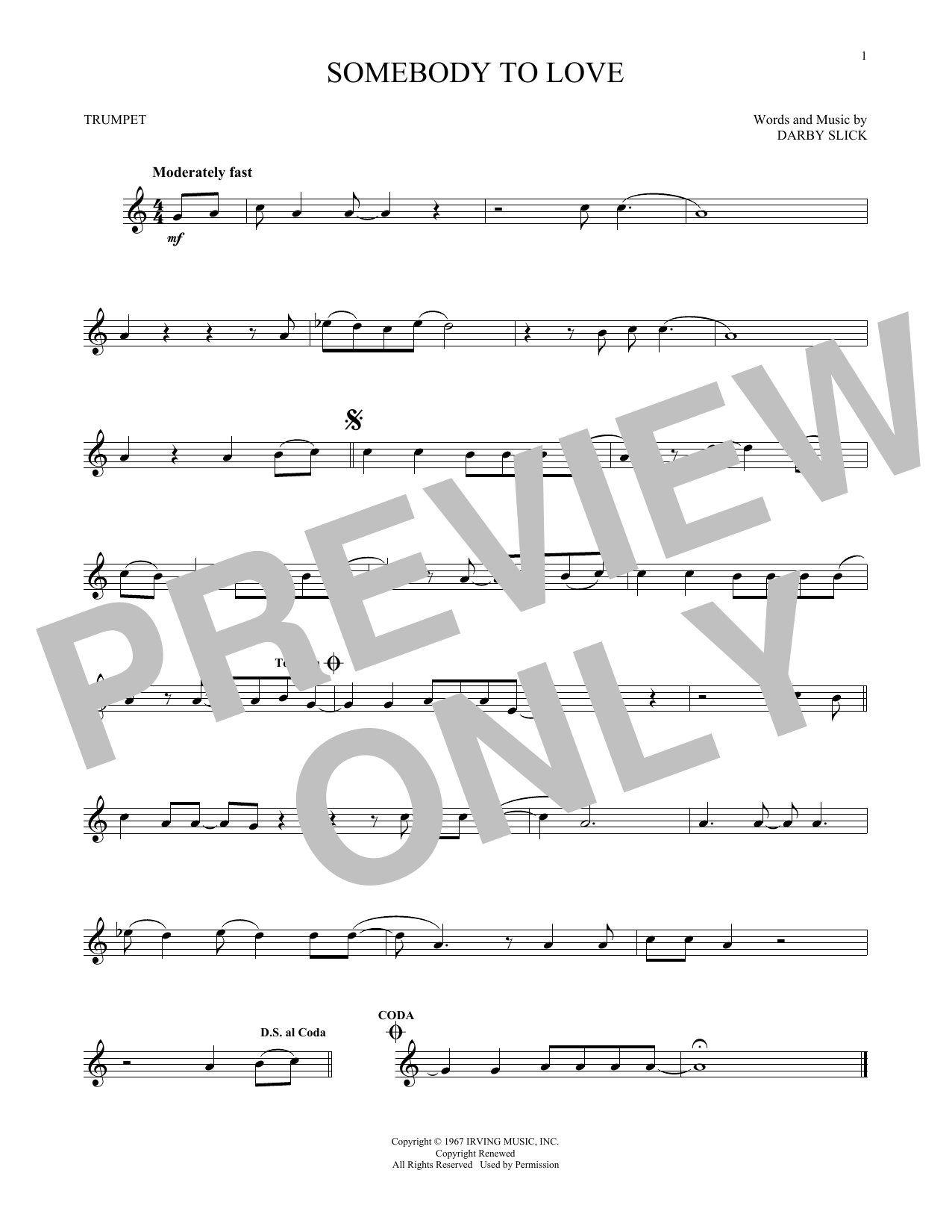 Produktgalerie: Seite 1 von 1 Somebody To Love, Jefferson Airplane, Trompete