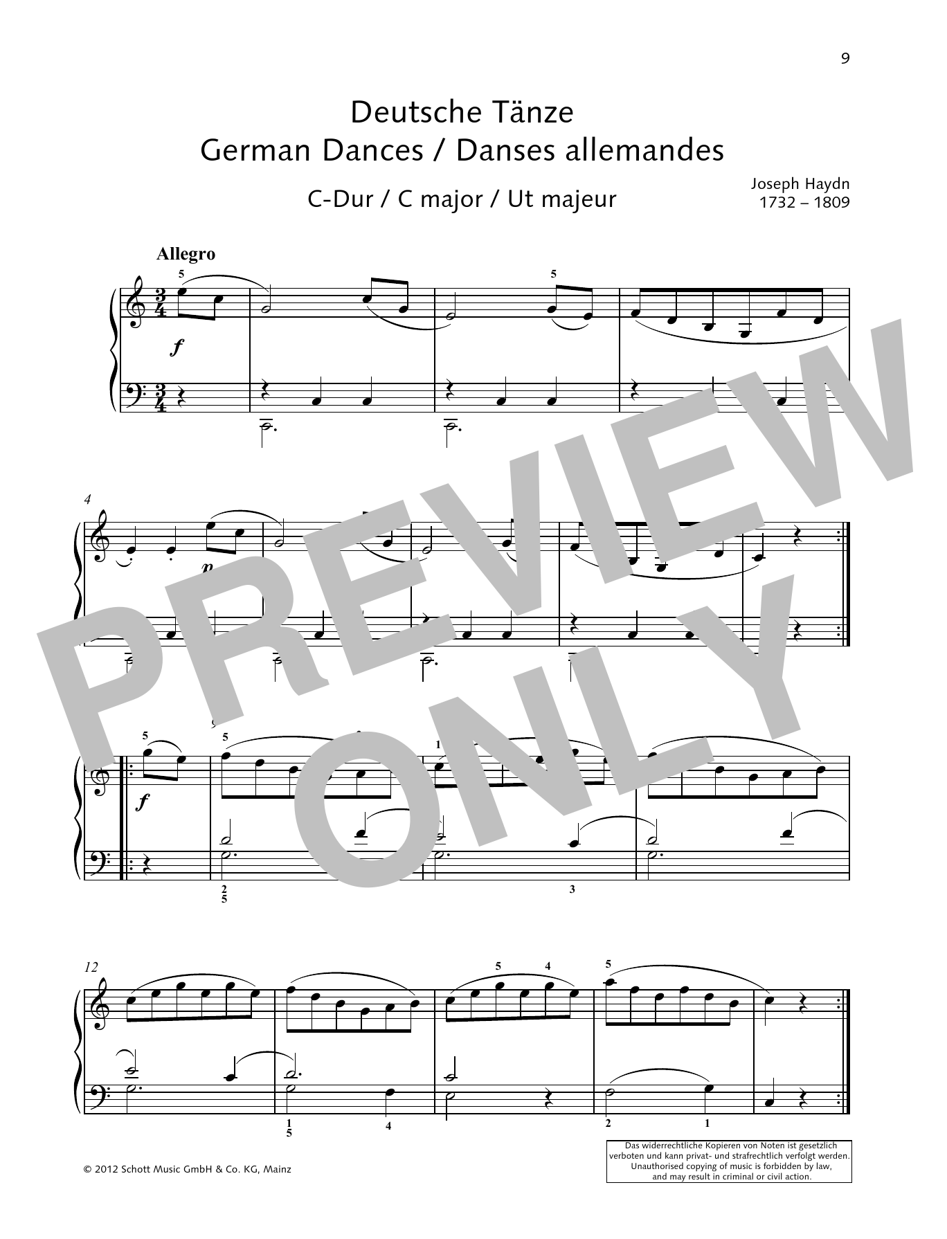 Product gallery: Page 1 of 1 German Dance C major, Joseph Haydn