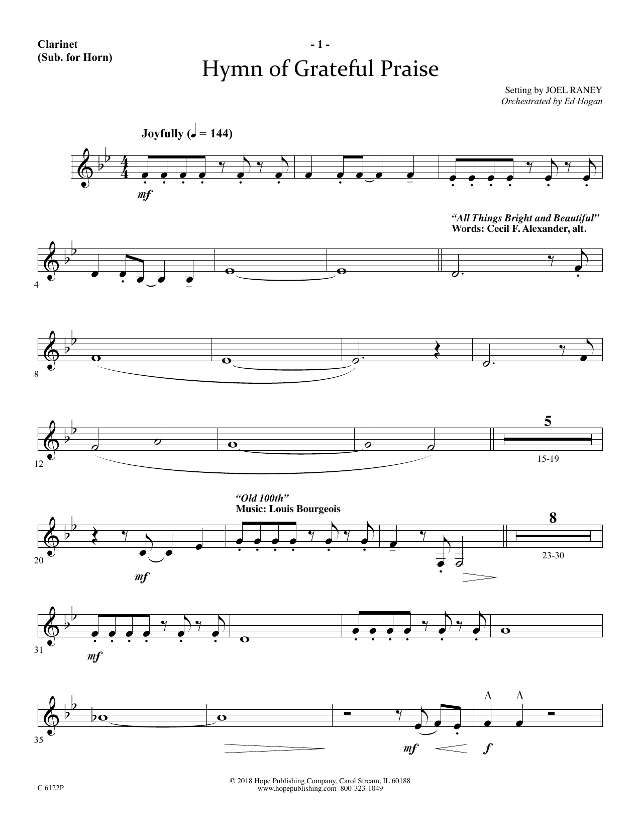 Product picture to: Hymn Of Grateful Praise - Clarinet (sub. Horn)
