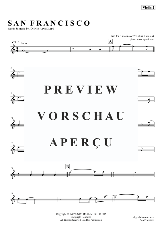 Produktgalerie: Seite 11 von 11 San Francisco, McKenzie, Scott, (Violinen Trio + Klavier)