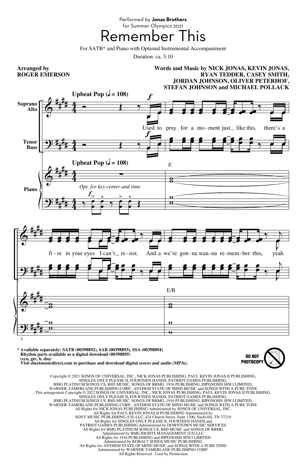 Product picture to: Remember This (arr. Roger Emerson)