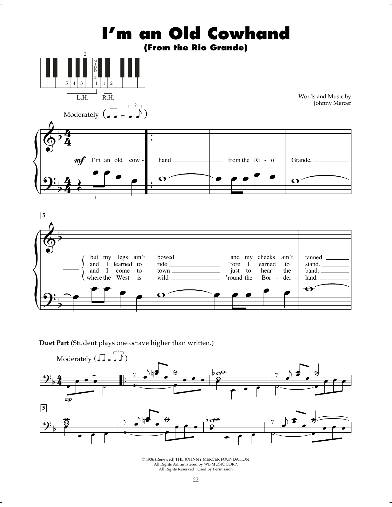 Produktgalerie: Seite 1 von 1 I'm An Old Cowhand (From The Rio Grande), Johnny Mercer, Klavier