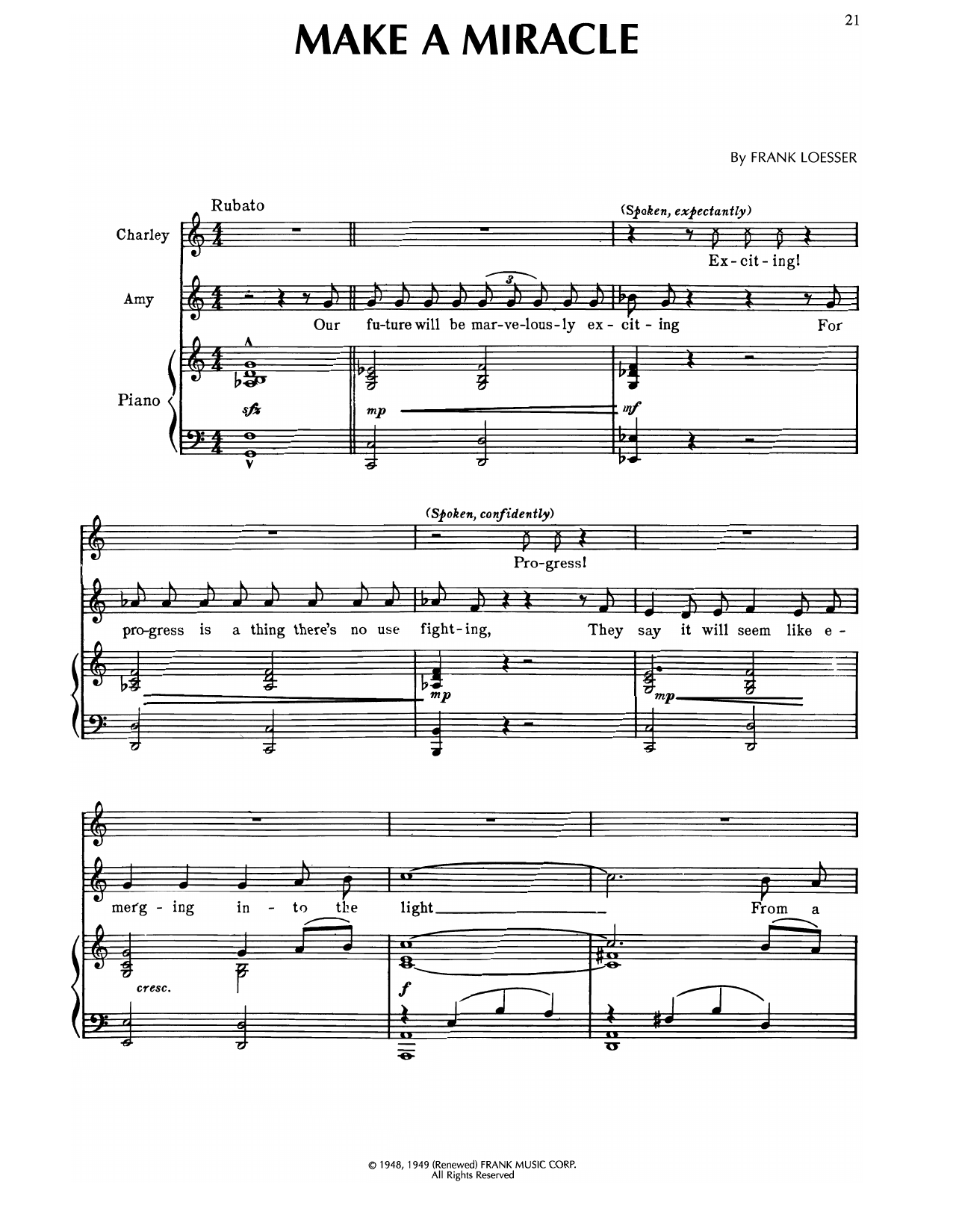 Produktgalerie: Seite 1 von 1 Make A Miracle (from Where's Charley?), Frank Loesser, Gesang, Klavier