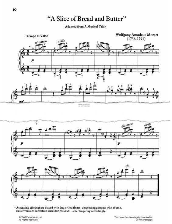 Produktgalerie: Seite 1 von 1 A Slice Of Bread And Butter, Wolfgang Amadeus Mozart, Klavier