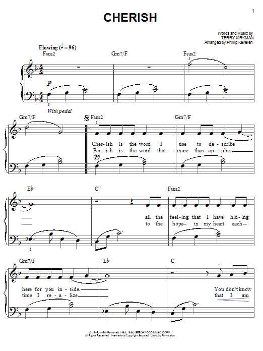 Produktgalerie: Seite 1 von 1 Cherish (arr. Phillip Keveren), The Association, Klavier