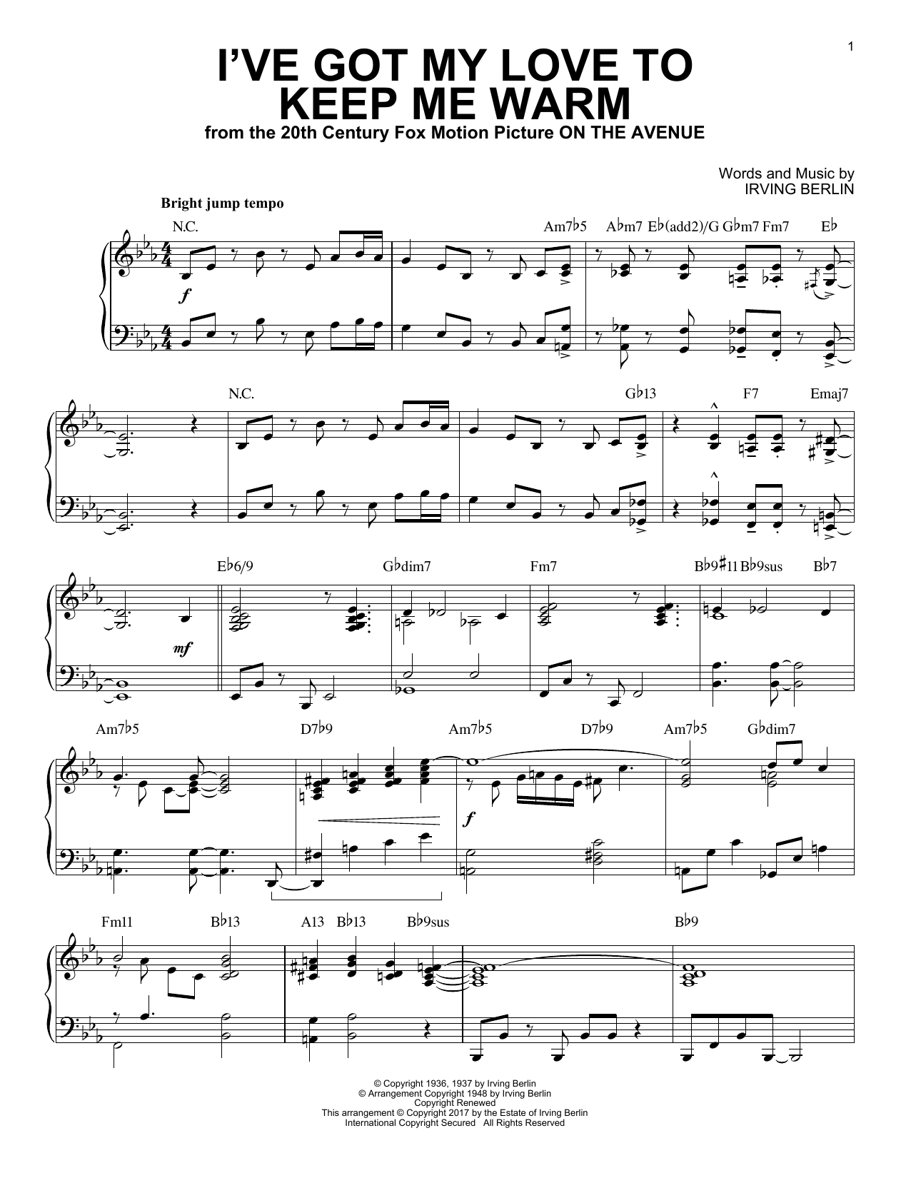 Product gallery: Page 1 of 1 I've Got My Love To Keep Me Warm [Jazz version], Irving Berlin