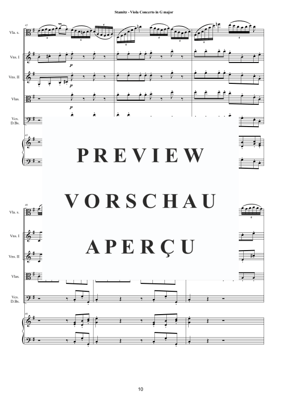 Produktgalerie: Seite 11 von 11 Viola Konzert in G-Dur, , Viola Solo, Streicherensemble und Cembalo BC