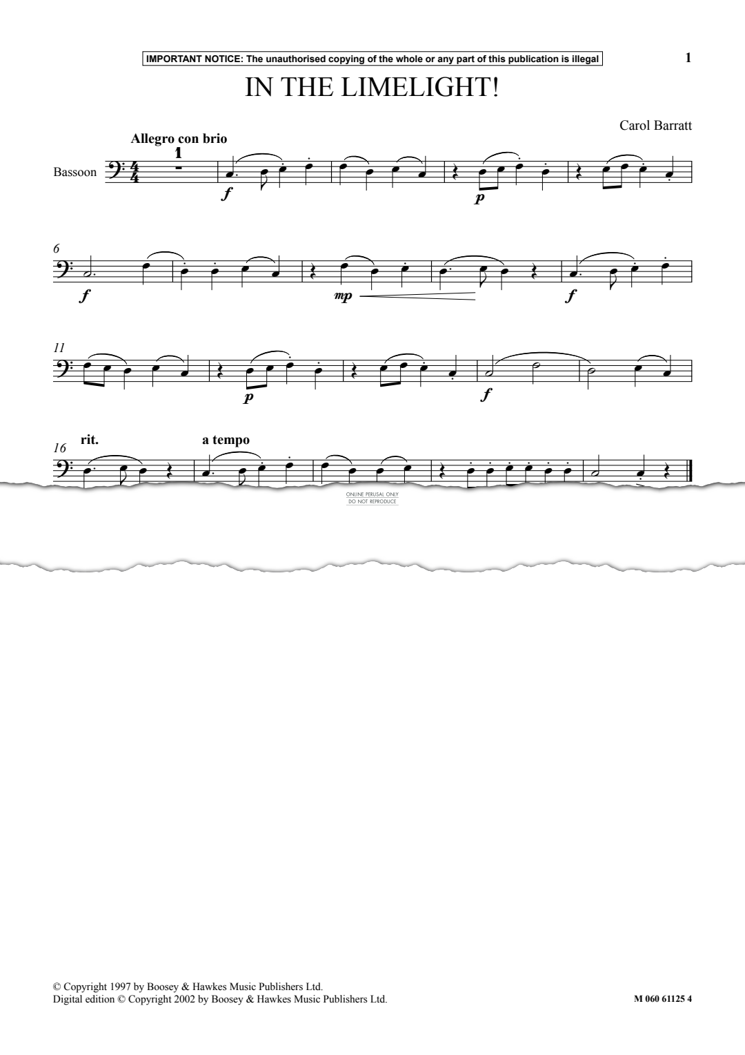 Produktgalerie: Seite 1 von 1 In The Limelight, Carol Barratt, Fagott, Klavier