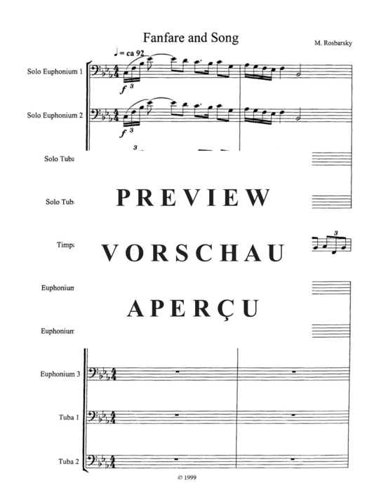 Produktgalerie: Seite 3 von 21 Fanfare and Song , , (Tuba Ensemble für SoloTuba Quartett EETT, Pauken + Tuba Quintett)
