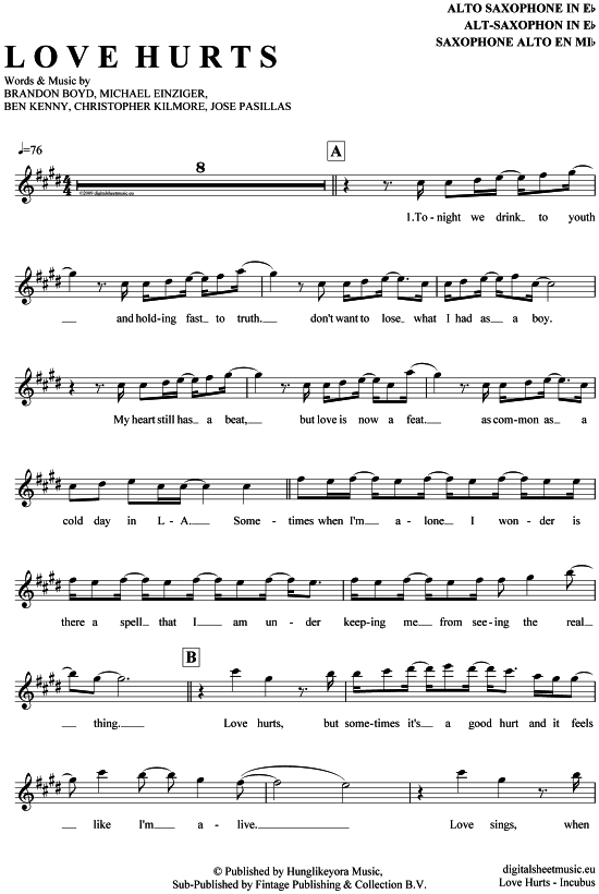 gallery: Love Hurts , Incubus, (Alt-Sax)