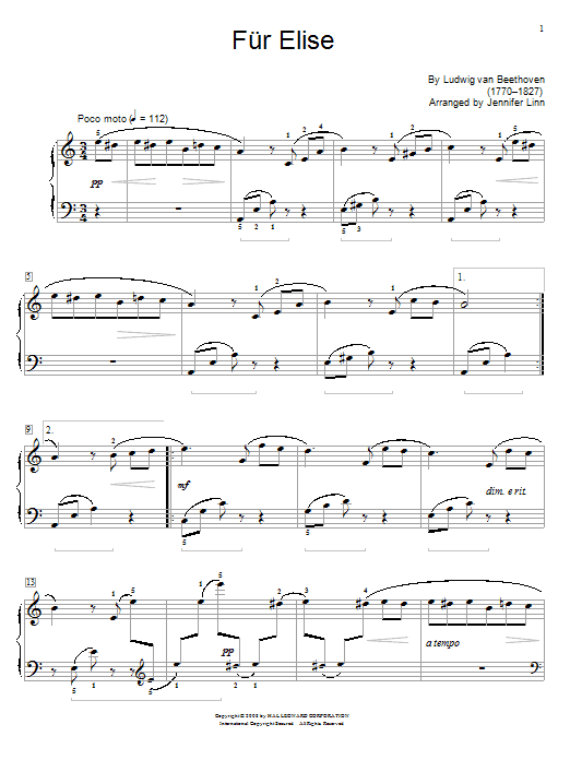 Product gallery: Page 1 of 1 Fur Elise, Ludwig van Beethoven