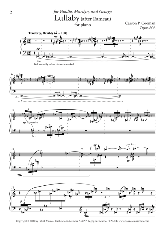 Product picture to: Lullaby (after Rameau) Carson P. Cooman