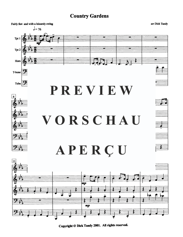 Produktgalerie: Seite 3 von 11 Country Gardens, , Blechbläser Quintett
