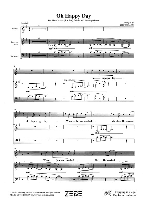 Produktgalerie: Seite 1 von 11 Oh Happy Day, , Gemischter Chor SAB, Solo und Klavier