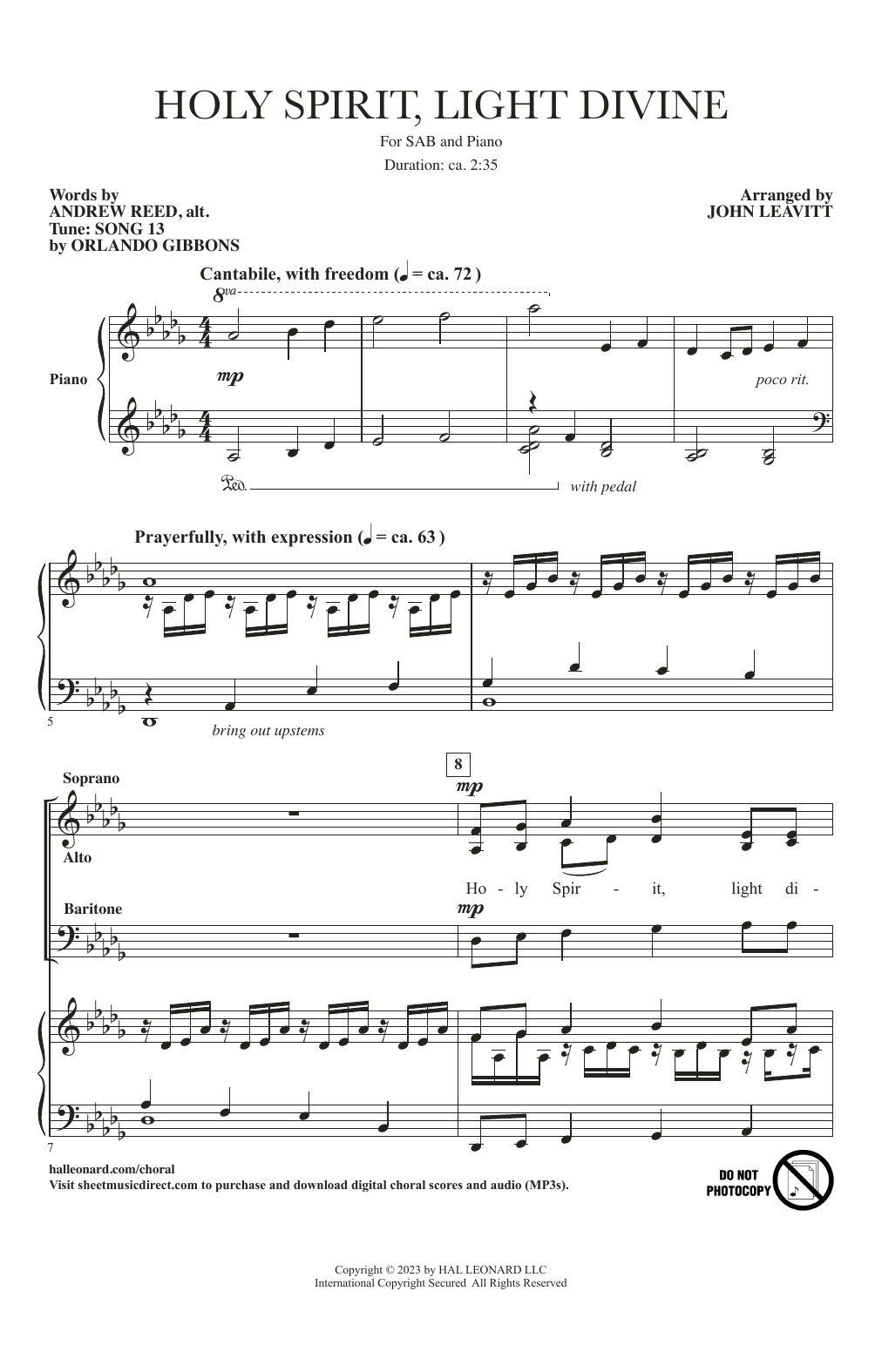 Product picture to: Holy Spirit, Light Divine (arr. John Leavitt)