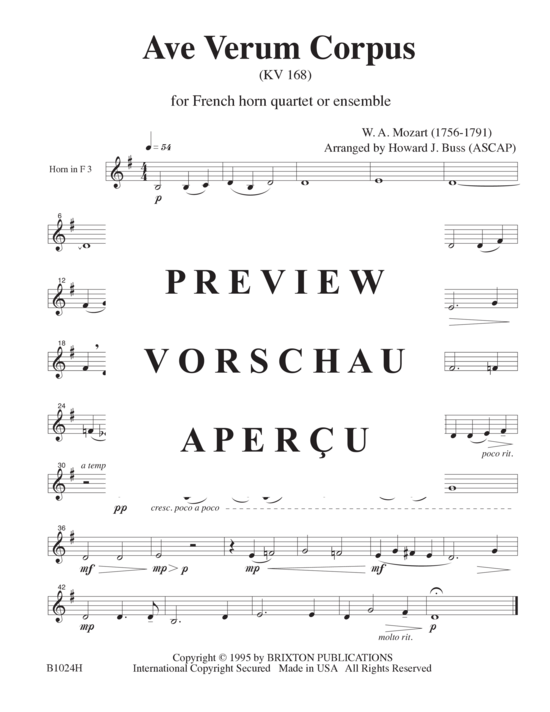 Produktgalerie: Seite 9 von 10 Ave Verum Corpus , , (4 Hörner)