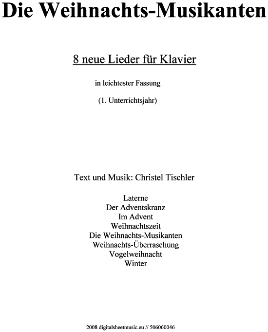 Product picture to: Die Weihnachts-Musikanten 8 neue Lieder für Klavier von Christel Tischler
