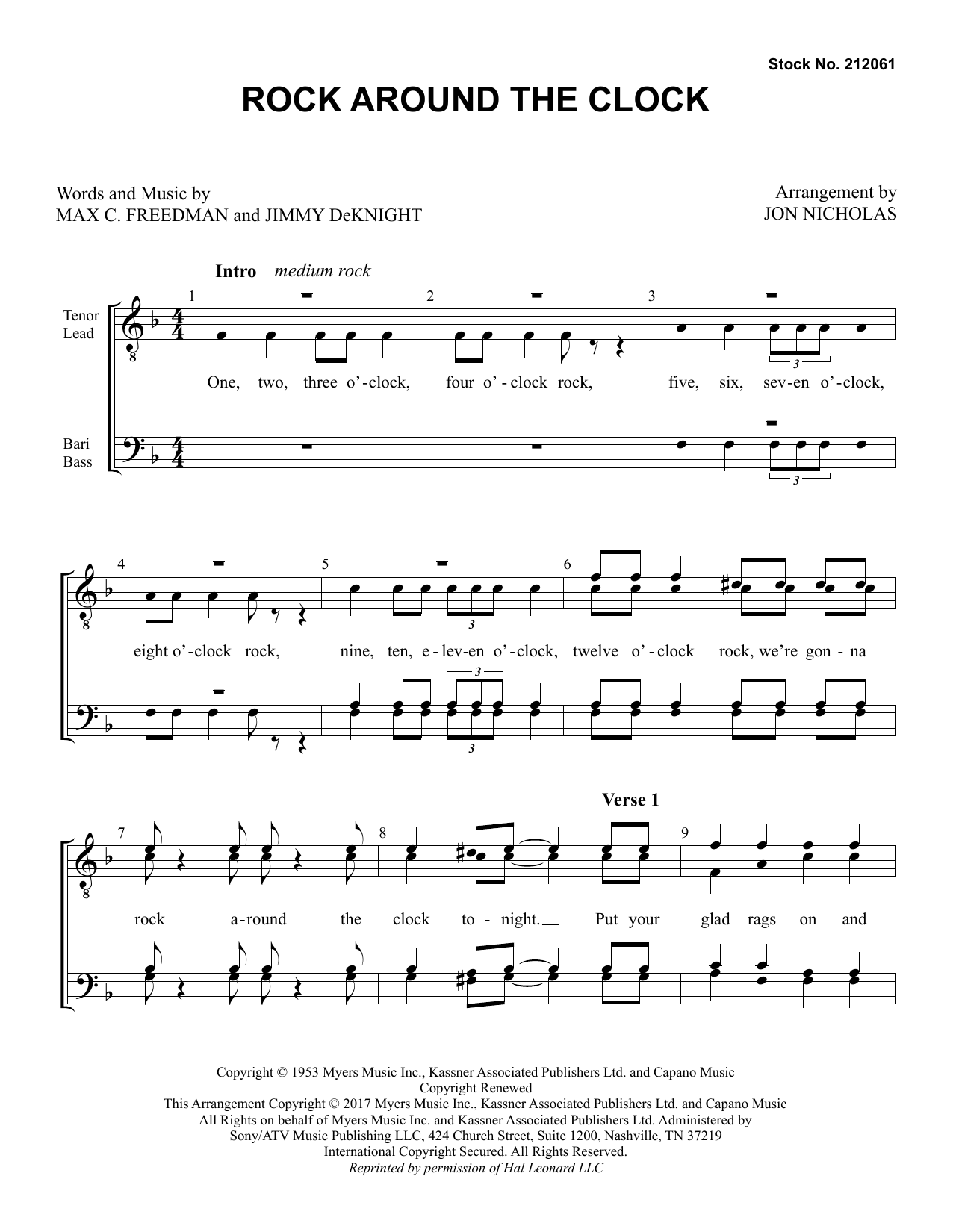 Produktgalerie: Seite 1 von 1 Rock Around The Clock (arr. Jon Nicholas), Max C. Freedman & Jimmy DeKnight, Chor