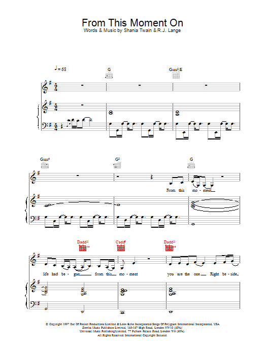 Produktgalerie: Seite 1 von 1 From This Moment On, Shania Twain, Gesang, Gitarre, Klavier