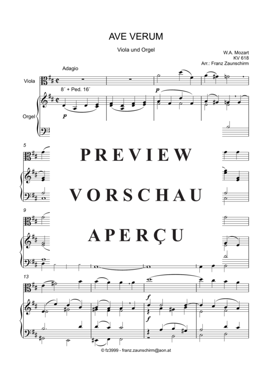 gallery: Ave verum , , (Viola + Orgel)