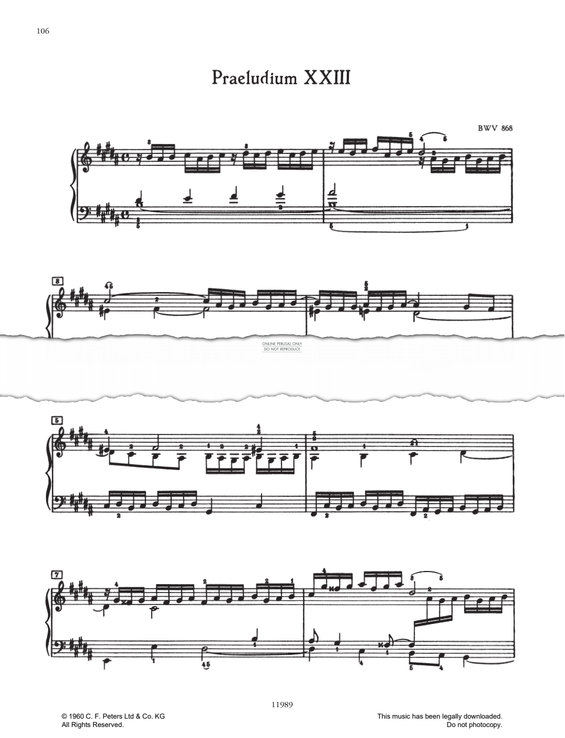 Produktbild zu: Prelude And Fugue No.23 in B major, BWV 868 (from 'The Well-Tempered Klavier Book I')