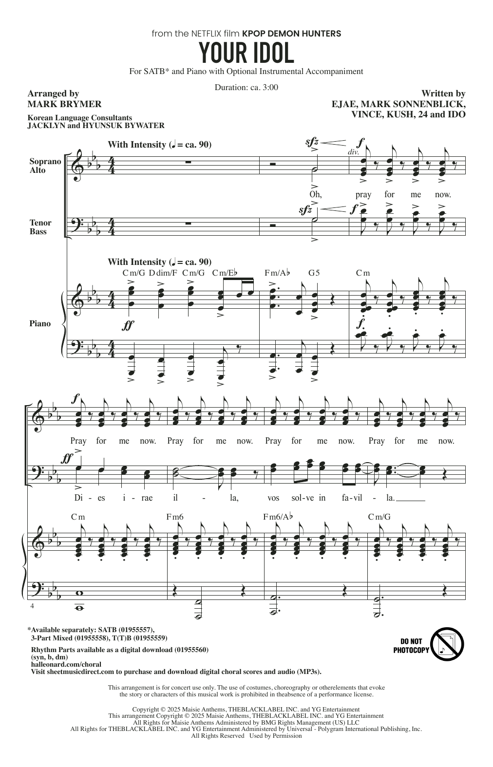 Produktgalerie: Seite 1 von 1 Your Idol (from KPop Demon Hunters) (arr. Mark Brymer), Saja Boys, Chor
