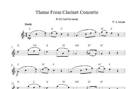 Produktbild zu: Theme From Clarinet Concerto