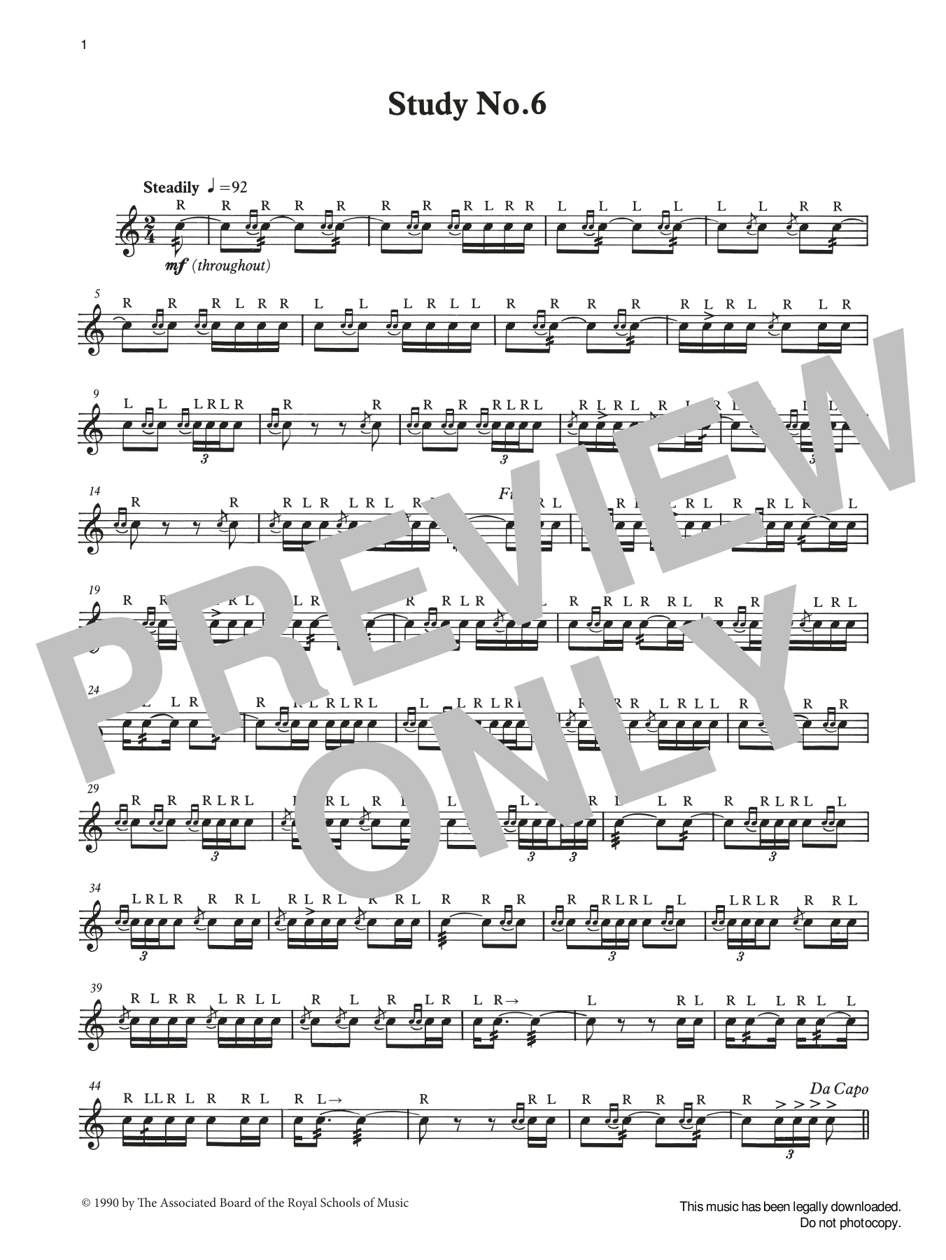 Product gallery: Page 1 of 1 Study No.6 from Graded Music for Snare Drum, Book III, Ian Wright and Kevin Hathaway