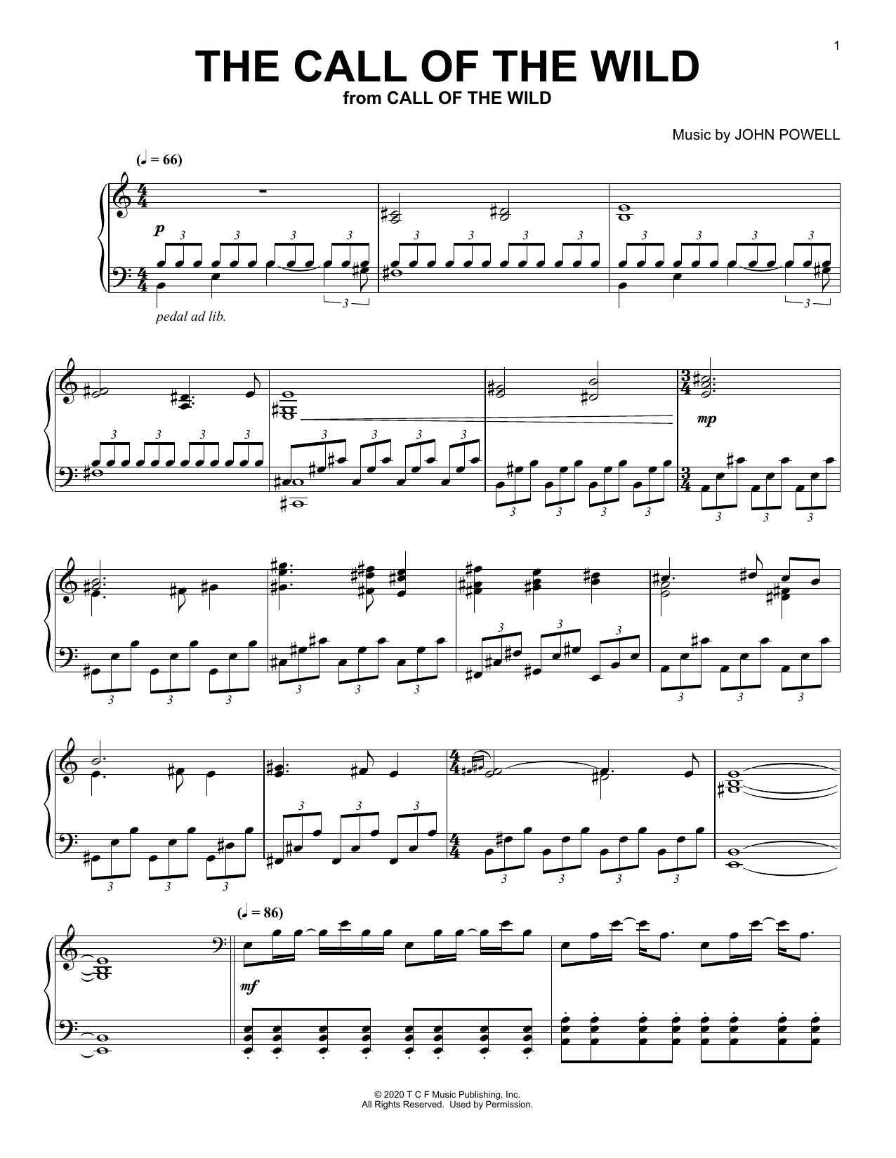 Product picture to: The Call Of The Wild (from The Call Of The Wild) (arr. Batu Sener)