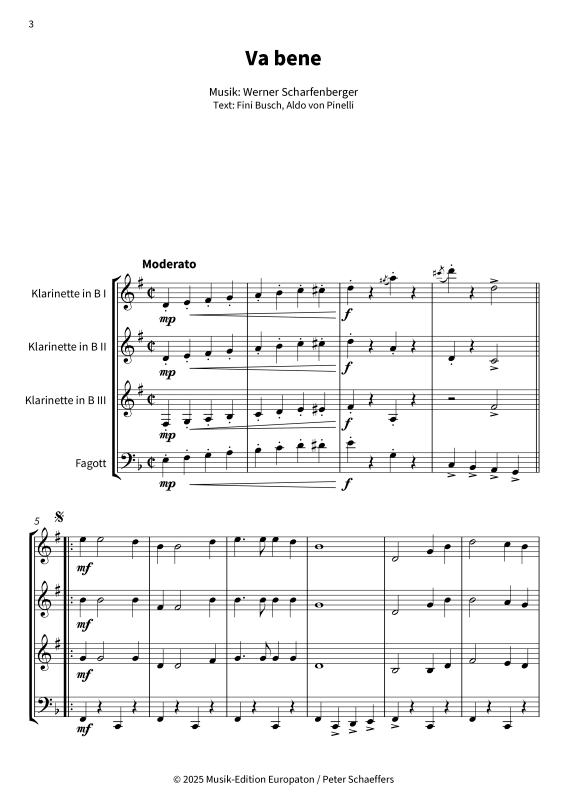 Product gallery: Page 1 of 11 Va bene, Peter Kraus, (Woodwind Quartet)