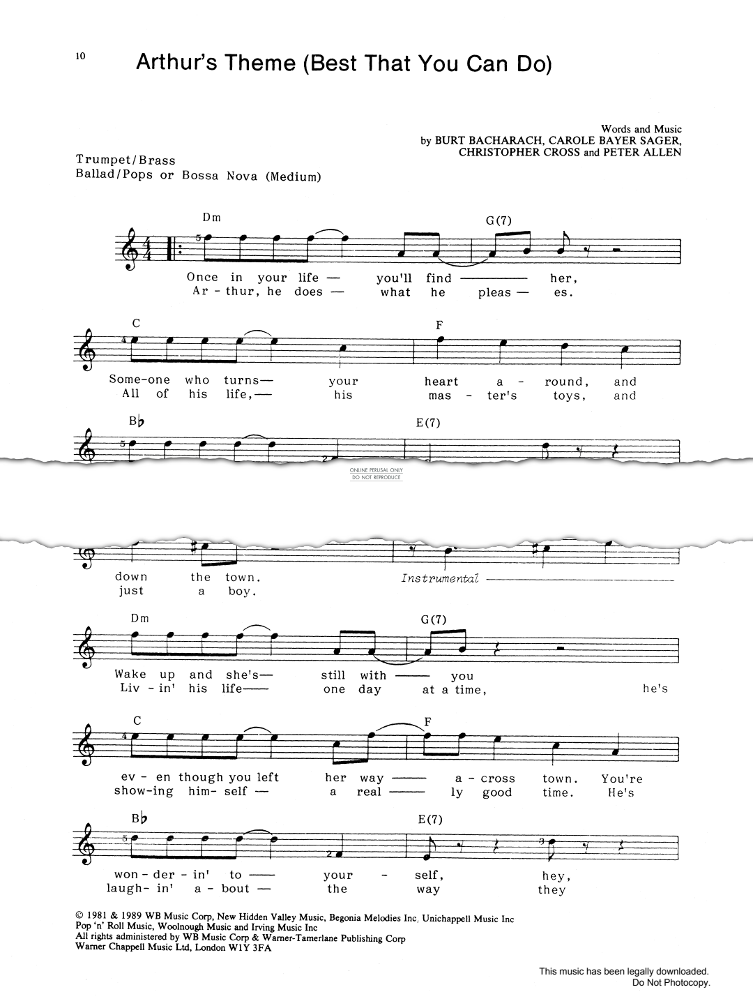 Produktbild zu: Arthur's Theme (Best That You Can Do)