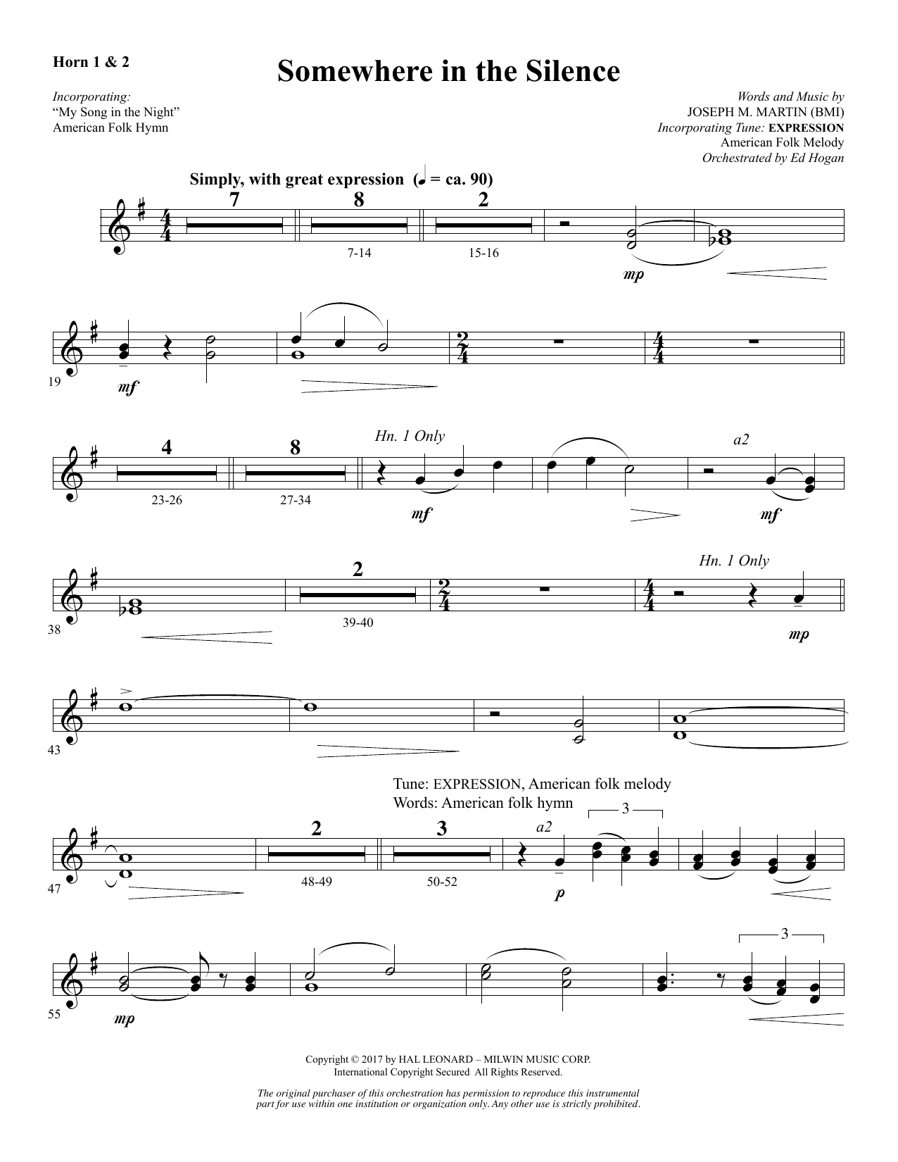 Produktbild zu: Somewhere in the Silence - F Horn 1 & 2