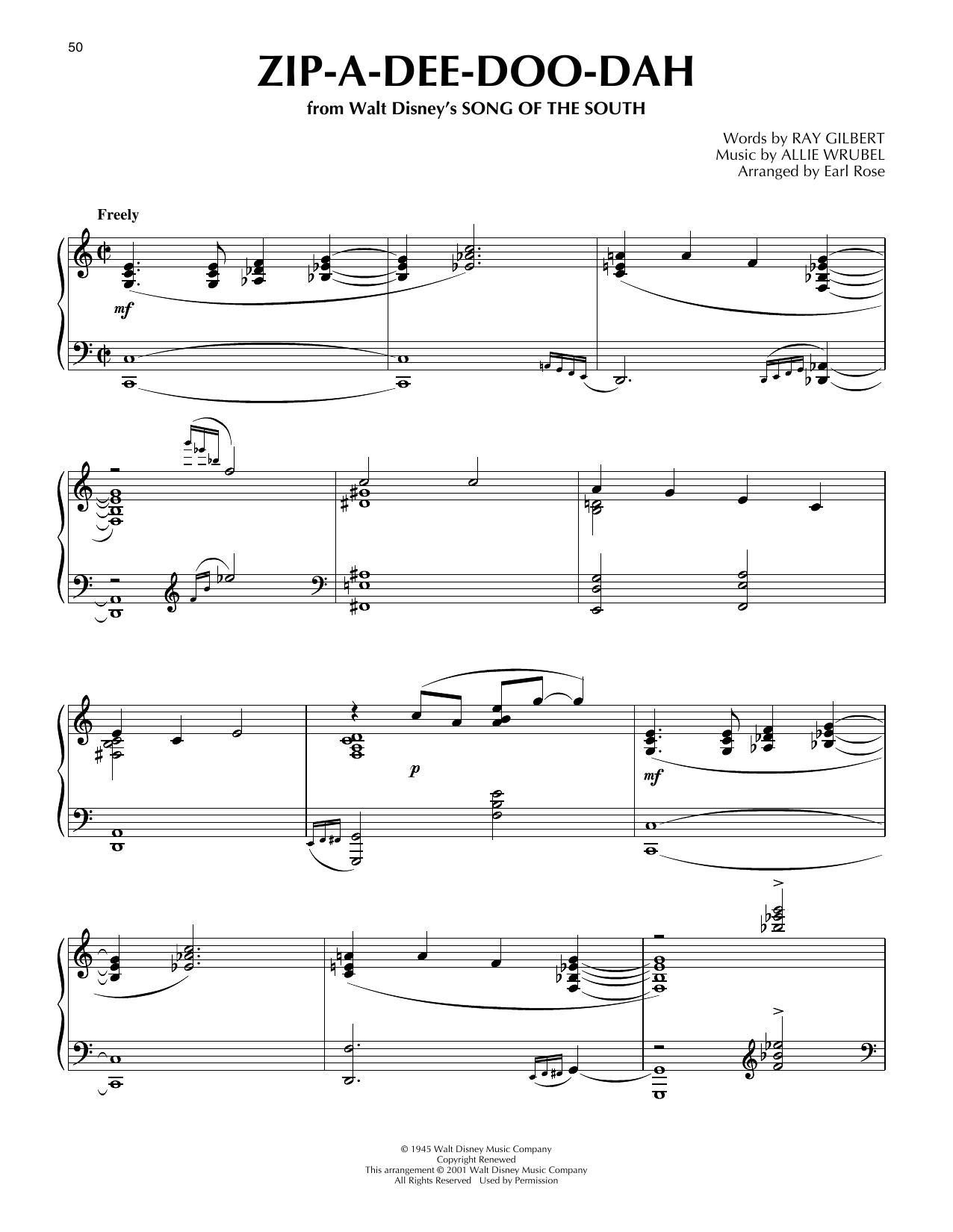 Produktgalerie: Seite 1 von 1 Zip-A-Dee-Doo-Dah (from Song Of The South) (arr. Earl Rose), Ray Gilbert, Klavier