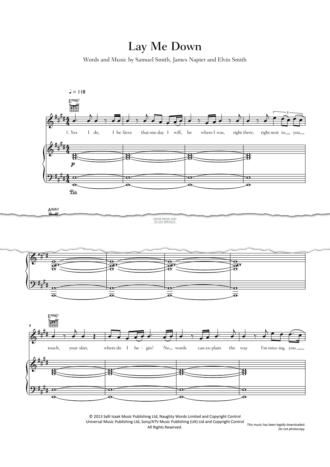 Produktgalerie: Seite 1 von 1 Lay Me Down, Sam Smith, Gesang, Gitarre, Klavier