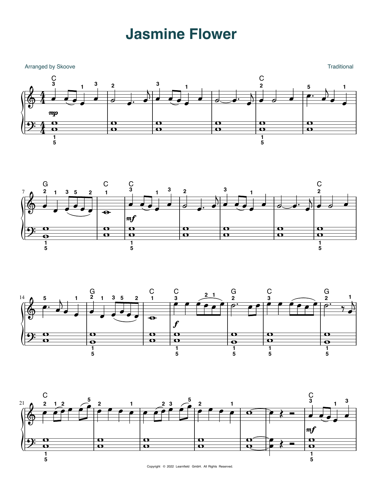 Produktbild zu: Jasmine Flower (arr. Skoove)