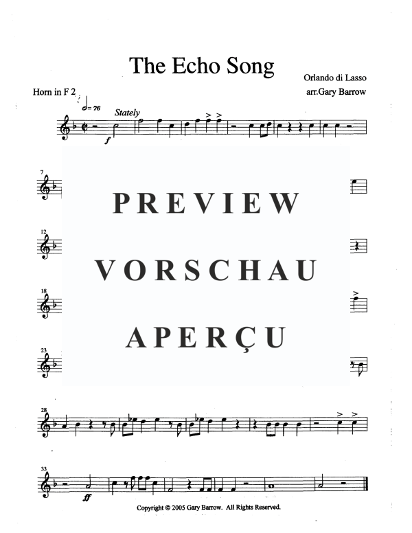 Produktgalerie: Seite 11 von 11 The Echo Song, , Blechbläser Oktett - 2 Trompeten, 2 Hörner und 4 Posaunen