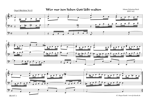 gallery: Wer nur den lieben Gott läßt walten BWV 642 (Orgel-Büchlein Nr.43), , Orgel Solo