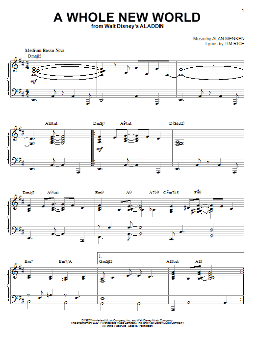 Product gallery: Page 1 of 1 A Whole New World [Jazz version] (from Aladdin) (arr. Brent Edstrom), Alan Menken & Tim Rice
