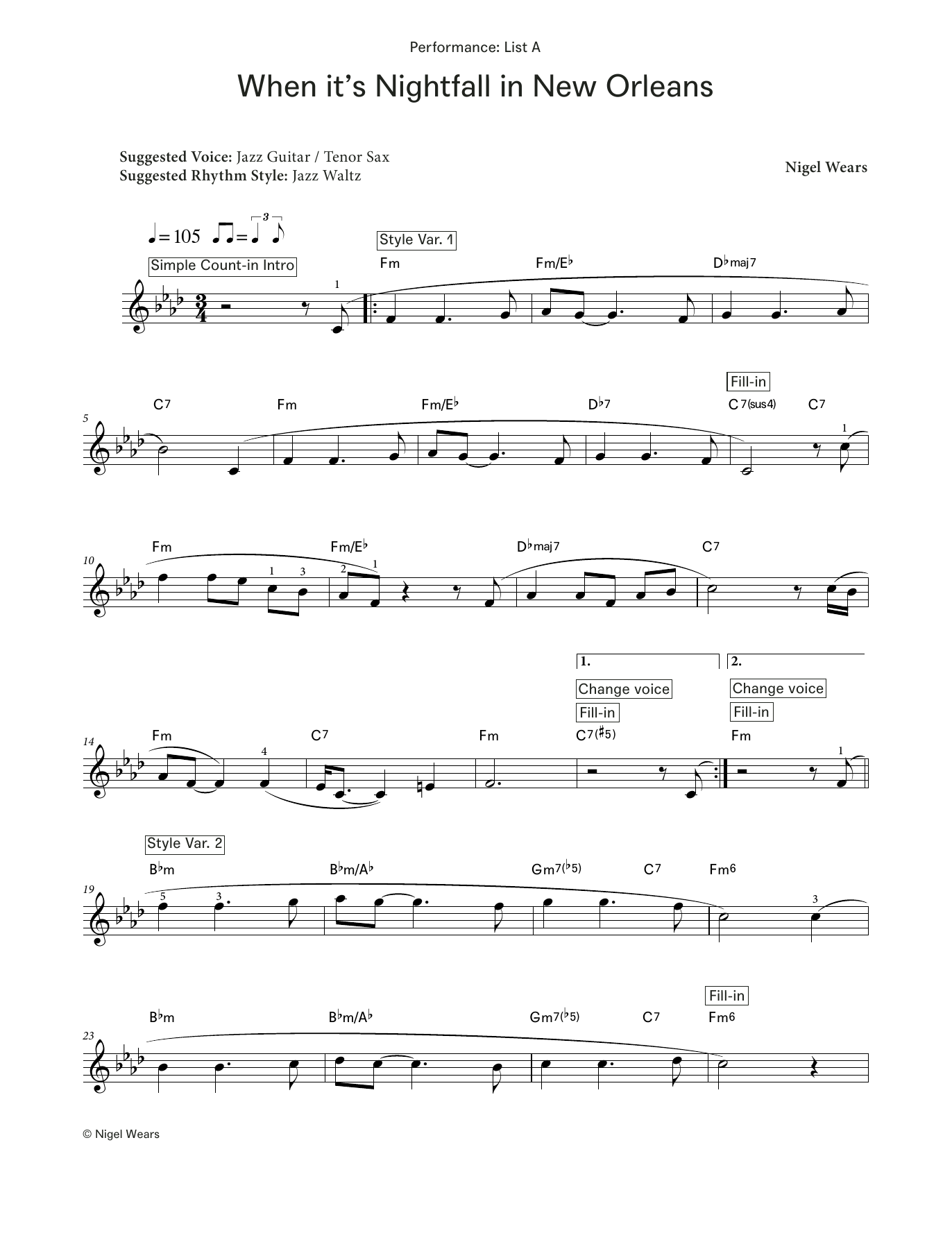 Produktgalerie: Seite 1 von 1 When It's Nighfall in New Orleans (LCME Electronic Keyboard Grade 6 List A), Nigel Wears, Klavier