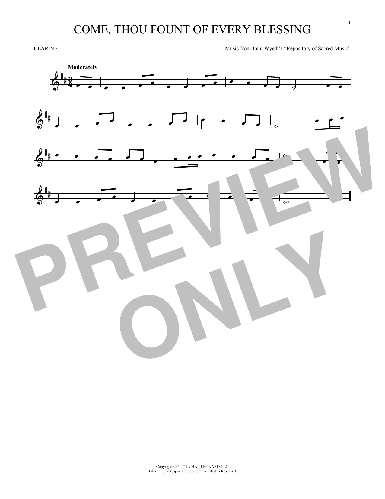 Product gallery: Page 1 of 1 Come, Thou Fount Of Every Blessing, Robert Robinson