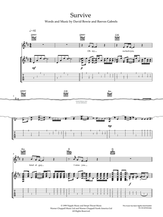 Produktgalerie: Seite 1 von 1 Survive, David Bowie, Gesang, Gitarre